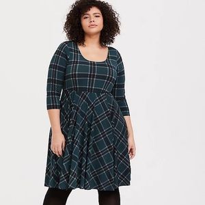 Torrid Green Plaid Skater Dress